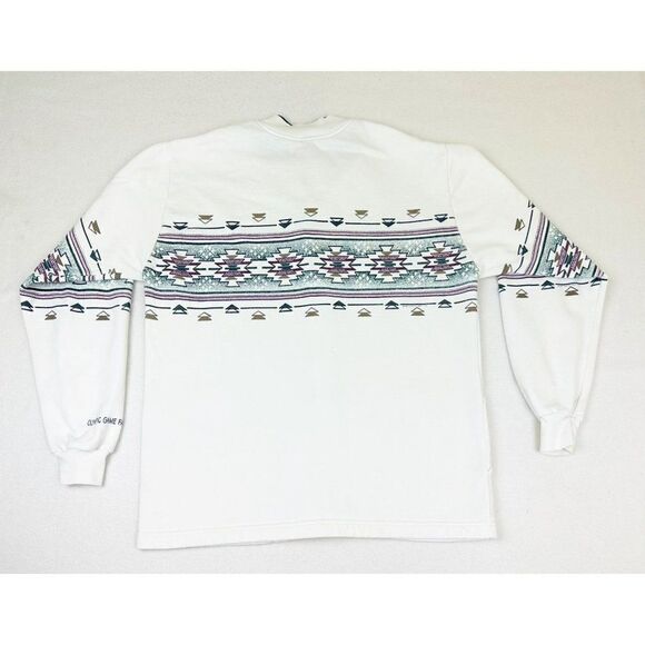 Vintage 90s Art unlimited Cardigan Sweater Sweatshirt Pockets Aztec Print - Picture 2 of 10